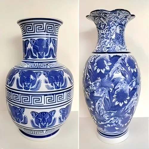Modro-biela porcelánová váza Modro-biela porcelánová váza