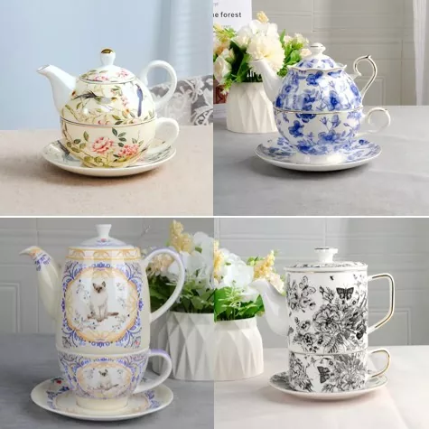 Začarovaný porcelánový set šálok s čajníkom
