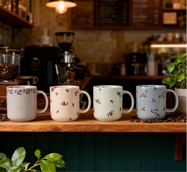 Floral Pattern Ceramic Mugs